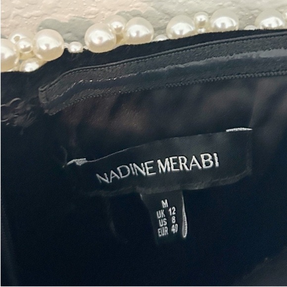 Nadine Merabi Em Velvet Black Pearl Mini Dress - Picture 11 of 11